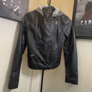 New Look Black Faux Leather Jacket Sz S